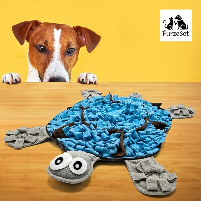 Snuffle Mat for Dogs, Tortoise-Themed Slow Feeder for Small/Middle/Large Breed, Durable Washable Portable Pet Feeding Mat, Nose Work Training Pad, Anxiety Relief & Mental Stimulation(M, Blue)