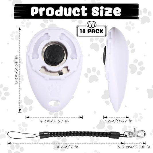 Frienda 18 Pieces Dog Training Clicker, Pet Behavioral Training Clickers with Wrist Strap for Dogs Cats Puppy Birds Horses (White)
