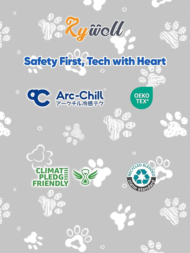 Rywell Super-Absorbent Cooling Mat for Dogs 30"x20" Arc-Chill 3.0 & Color-Changing Dog Cooling Mat, Stay Cool & Dry, Washable, Non-Slip Pet Bed Mat for Floors, Sofas, Kennels