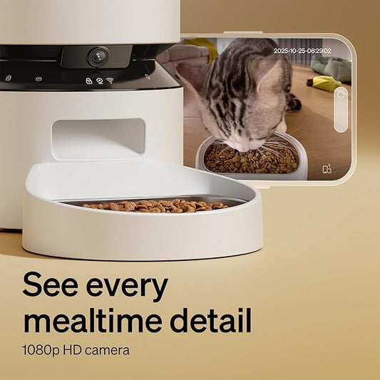 PETLIBRO Automatic Cat Feeder with Camera, 1080P HD Video with Night Vision, 5G WiFi Pet Feeder with 2-Way Audio, Low Food & Blockage Sensor, Motion & Sound Alerts for Cat & Dog Single Tray