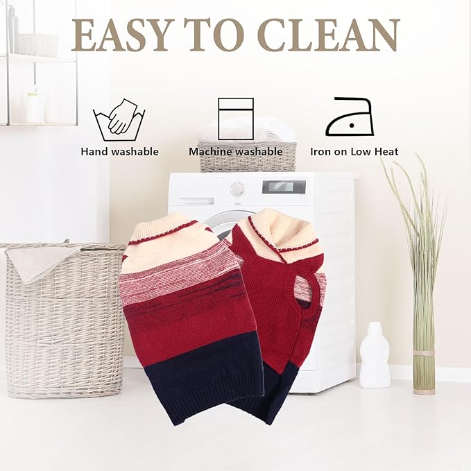 French Bulldog Small Soft Knitted Dog Sweater Puppy Pullover Frenchie Pug English Boston Terrier Bully Pitbull Sweatshirt Clothing Cold Weather Winter Coats(Red,Small)