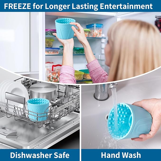 Dog Lick Bowl, Bestalk Anxiety Relief Slow Feeder Dog Lick Mat Treat Dispenser, Non-Slip Licking Bowl Enrichment Toys for Small Medium and Large Breed Dogs, BPA Free Silicone(Teal,S)