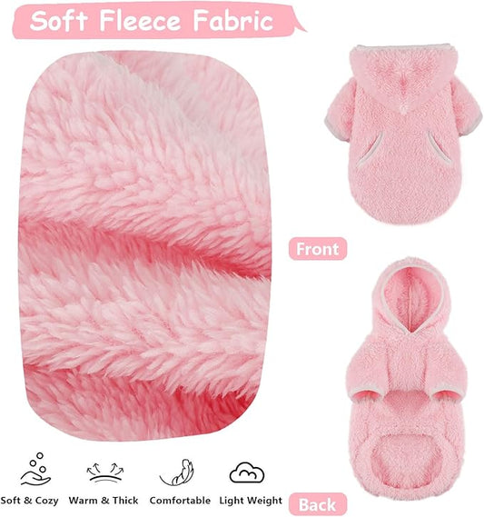 Dog Sweater Dog Winter Clothes for Small Dogs Boy Girl Pet Hoodies Puppy Cold Weather Coats Fall Doggie Sweatshirt for Chihuahua Yorkie Cat Sweater Costumes (Pink, Medium)