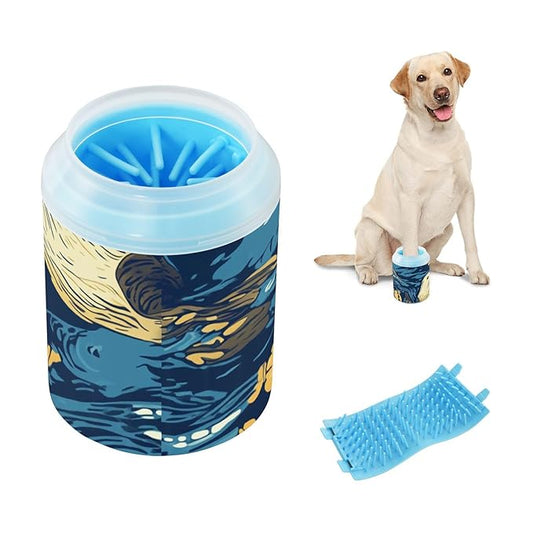Dog Paw Cleaner Cups for Dogs Pets Foot Washer Paw Scrubber for Medium Small Dogs Cats Cleaning Cup Blue California Sea Lion
