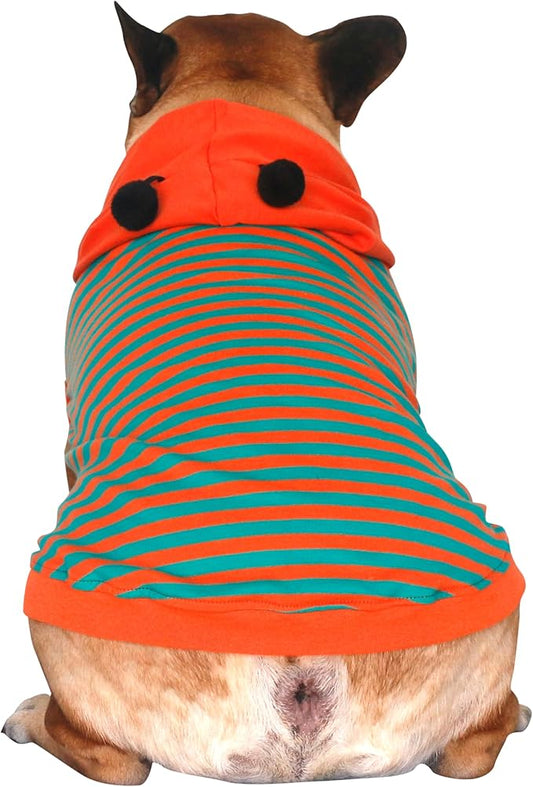 iChoue French Bulldog Bee Honeybee Bumblebee Caterpillar Insect Halloween Costumes Hoodies Sleeveless Clothes Outfits Cosplay Shirts for Dogs Frenchie Pug Boston - Orange Green, Large