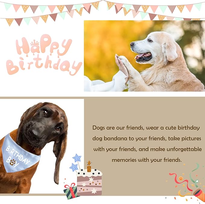 PetsLove Birthday Bandana for Boys & Girls - Dog Supplies for Small, Medium & Large Pets