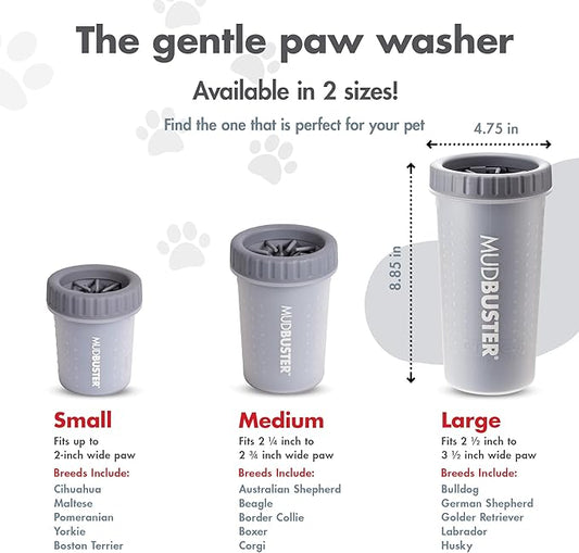 Dexas MudBuster Portable Dog Paw Cleaner, Premium Quality Large Gray Pet Accessory