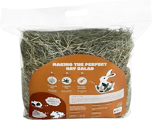 SimplyHay Bermuda Hay – High-Fiber, Low-Calcium Coastal Grass for Rabbits, Guinea Pigs & Small Pets – All-Natural, Hand-Packed, Timothy-Allergy Friendly (24 oz)