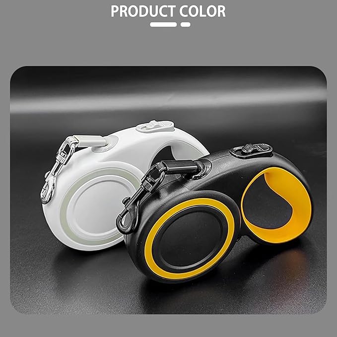 Retractable Dog Leash, Heavy Duty Reflective Nylon Tape Lead 16 ft Long, up to 110lbs, One-Handed Brake, Lock, Automatic Telescopic Dog Tape, Non-Slip Handle (Black, Large)