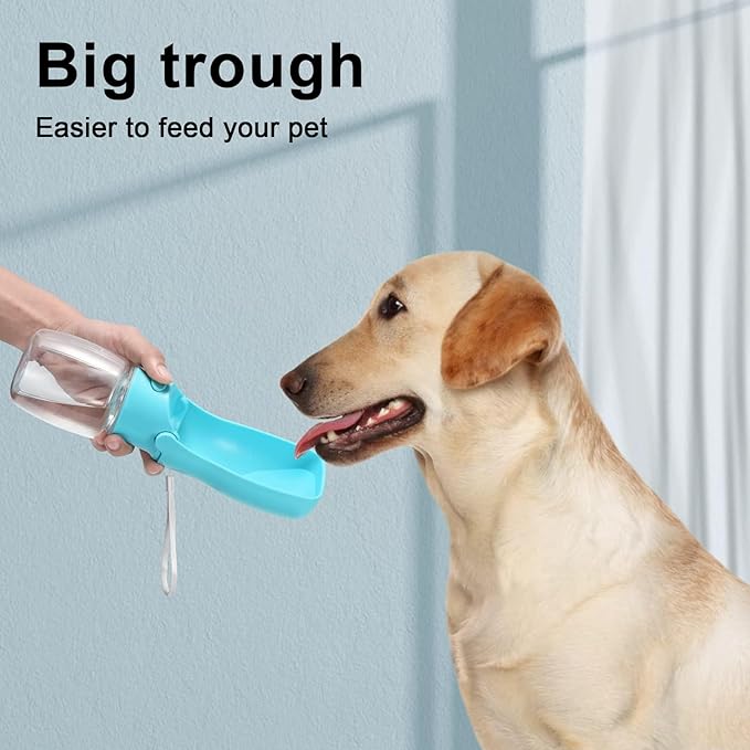 Portable Dog Water Bottle for Walking – 19oz / 12oz Foldable Pet Water Dispenser for Puppies, Medium & Large Dogs – Leak Proof Travel Water Bowl for Small Animals Dog Accessories(12OZ Blue)