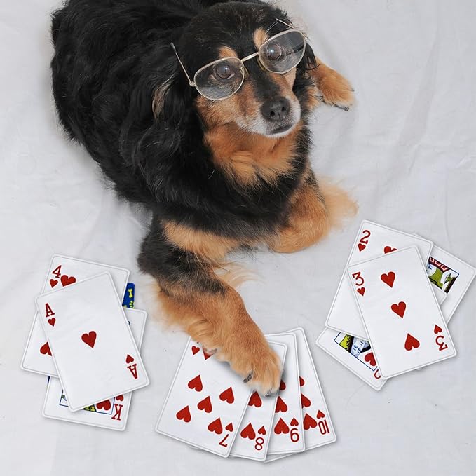 MAOOOOB 15PCS Funny Poker Dog Toys- Plush Interactive Toys with Crinkle Paper for Small, Medium Puppies- Fun Novelty Play- Cool Stuffed Gifts for Dog Birthday(Red)