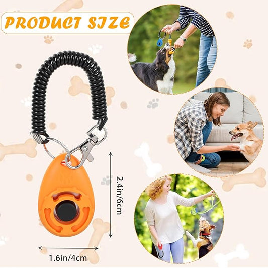 24 Pcs Dog Training Clicker Pet Training Click with Wrist Strap Cat Click Bird Clicker Puppy Train Supplies for Dogs Cats Horses Birds Behavioral Train Accessories