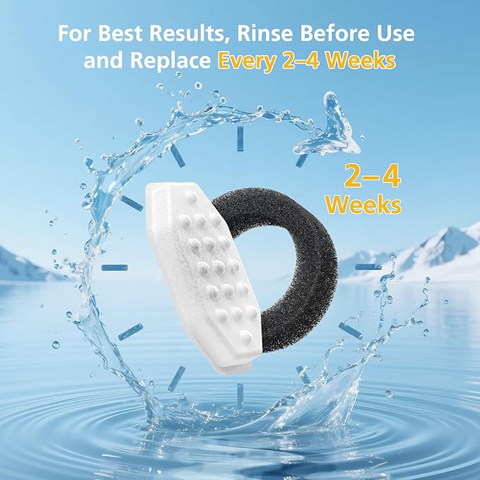 50 Pack Cat Fountain Replacement Filters for Rellaty & Neareal Stainless Steel 108oz/3.2L Adjustable Water Flow Pet Water Fountain(25 Filters & 25 Sponges)