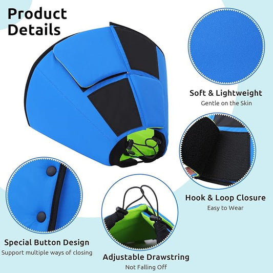Queenmore Dog Cones for Large Dogs, Soft Dog Cone for Large Breeds, Cone for Dogs After Surgery, Adjustable Elizabethan Collar for Pet to Prevent Licking Wounds, Blue&Green L