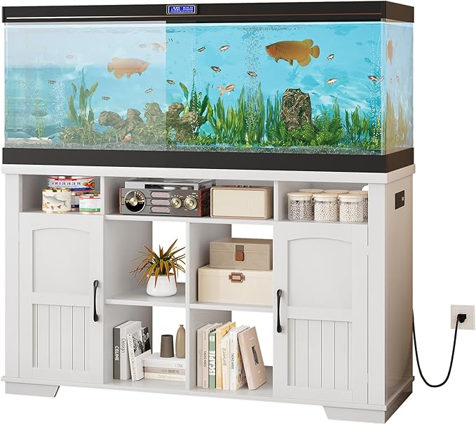 AesthLife 55-75 Gallon Fish Tank Stand, Heavy Duty Aquarium Stand with Power Outlet, 1000LBS Wood Fish Tank Cabinet with Storage Suitable for Turtle Tank, Reptile Terrarium, for Home Office