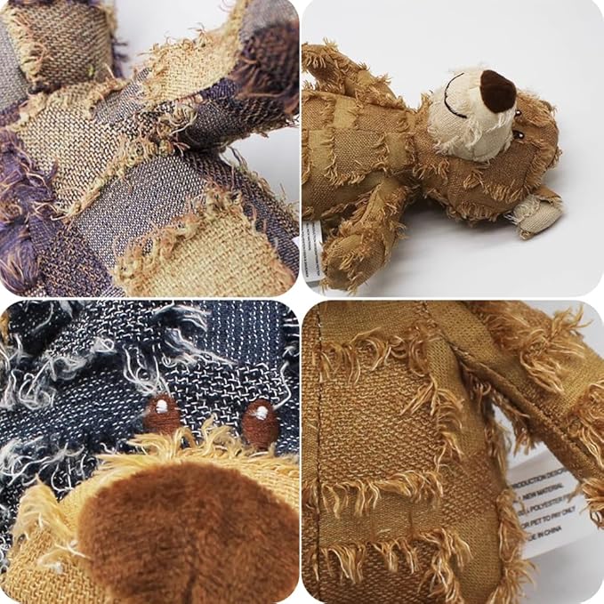 Dog Toys for Aggressive Chewers, Indestructible Robust Bear Toy, Durable Squeaky Toys for Heavy Chewers, Interactive Dog Toy Unbreakable Stuffed Plush for Small, Medium Sized Dogs (Blue, Large)