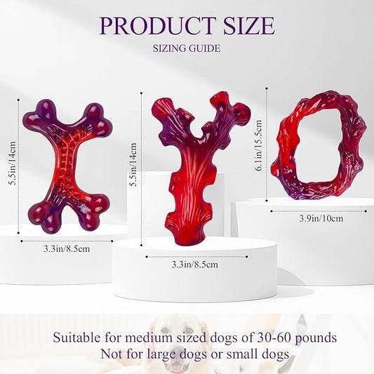 Frienhund 3 Pack Indestructible Dog Chew Bones for Aggressive Chewers - Heavy Duty Long Lasting Chew Toys for Large Dogs, Nylon Teeth Cleaning Toys