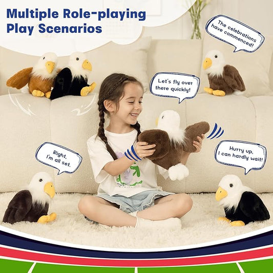 Tezituor 6 Pcs Bald Eagle Stuffed Animals – 7" Cuddly Eagle Plush Toys in Various Poses, Perfect Collectible Gift for Kids & Patriotic Enthusiasts