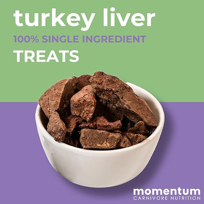 Momentum Carnivore Nutrition Freeze-Dried Turkey Liver Dog Treats & Cat Treats – Single-Ingredient, High-Protein, Grain-Free, Naturally Flavorful & Lean – Made in USA – 3.5 oz Bag