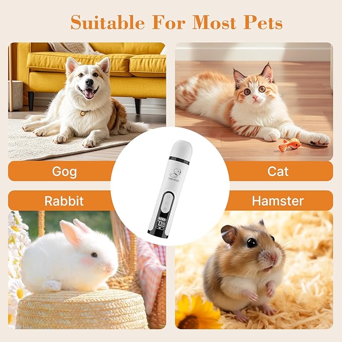 ahansi Dog Nail Grinder, 2026 Upgrade Quiet Dog Nail Grinder Cordless with LED Light & 3 Speeds, Quick USB Rechargeable Dog Nail Trimmer for Thick and Long Nails (1pc+2 Heads)