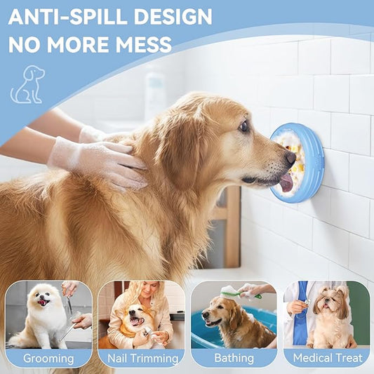 Dog Lick Bowl, Animire Freeze Lick Mat for Dogs, Non-Slip Slow Feeder Licking Bowl Enrichment Treat for Distraction Anxiety Relief, Food Grade Silicone, Dishwasher Safe(Baby Blue,S)