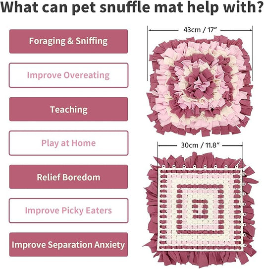 LIVEKEY Pet Snuffle Mat for Dogs, Dog Feeding Mat, Nosework Training Mats for Foraging Instinct Interactive Puzzle Toys (Red&Pink&White)