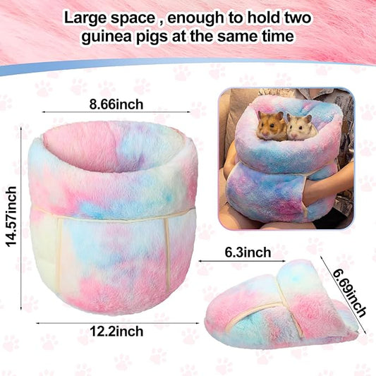 Wenqik 2 Pcs Guinea Pig Hideouts Washable Bunny Bedding Cuddle Warm Small Pet Sack Supplies Portable Pet Carrier Cage Nest Guinea Pig Accessories for Cage (Gradient Colors,Blending)