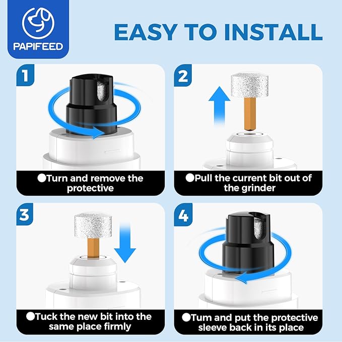 PAPIFEED Pet Nail Grinder for Dogs,3-Speed Rechargeable Dog Nail Trimmers and Professional Clippers,Paws Grooming Kit for Small Medium Large Dogs Cats - White