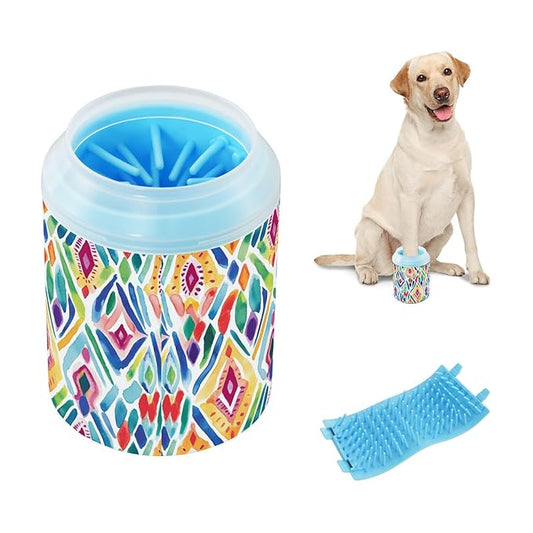Dog Paw Cleaner Cups for Dogs Pets Foot Washer Paw Scrubber for Medium Small Cats Dogs Cleaning Cup Watercolor Pop Art
