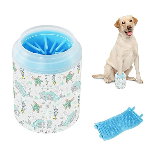 Dog Paw Cleaner Cups for Dogs Pets Foot Washer Paw Scrubber for Medium Small Cats Dogs Cleaning Cup Sea Whale Animals