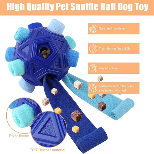 Dog Snuffle Ball-Interactive Puzzle Dog Toys Encourage Natural Foraging Skills Slow Feeder for Training and Stress Relief, Cloth Strip Hiding Food Chew Toys for Any Size Dogs