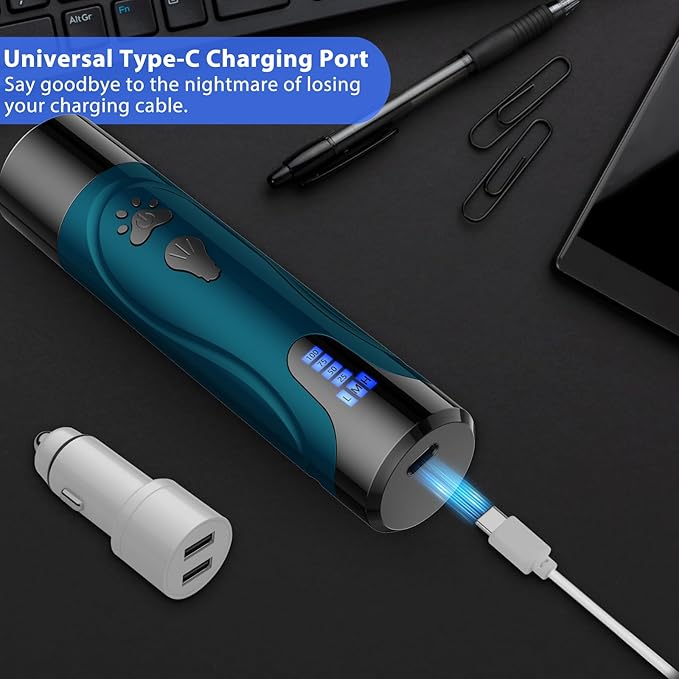 YABIFE Dog Nail Trimmers and Dog Nail Clippers Kit, Whisper Quiet Electric Grinder with Light, for Small, Medium, Large Dogs, Cats Toenail Grooming, 3 Speeds