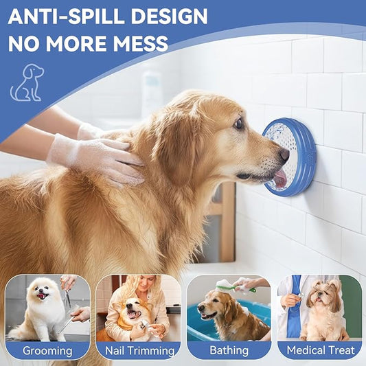 Dog Lick Bowl, Animire Freeze Lick Mat for Dogs, Non-Slip Slow Feeder Licking Bowl Enrichment Treat for Distraction Anxiety Relief, Food Grade Silicone, Dishwasher Safe(Dark Blue,L)