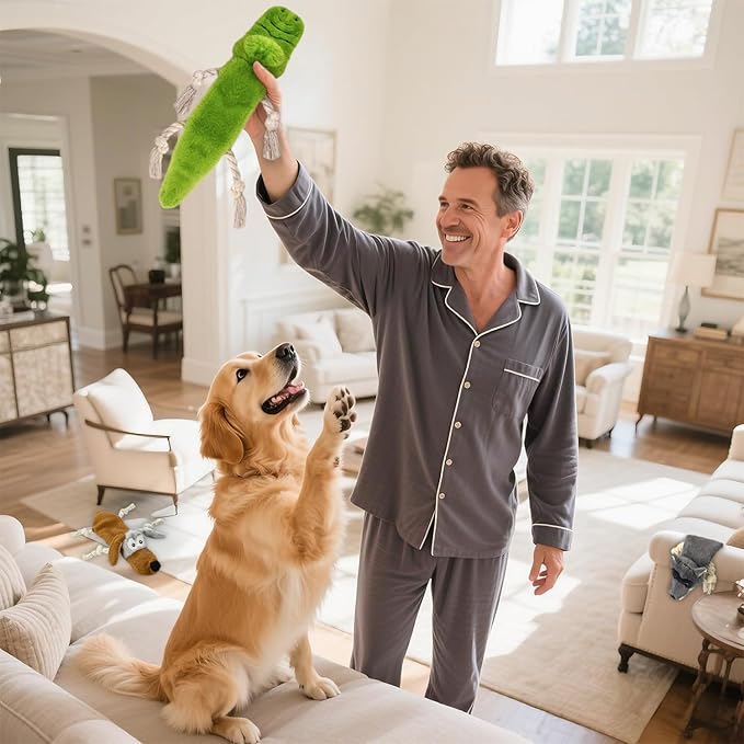 Squeaky No Stuffing Dog Toys, 3 Pack Rope Toys for Teething, Crinkle Plush Toys to Keep Them Busy, Tug Interative Dog Toys for Small Medium Large Breed.Not for Aggressive Chewers.