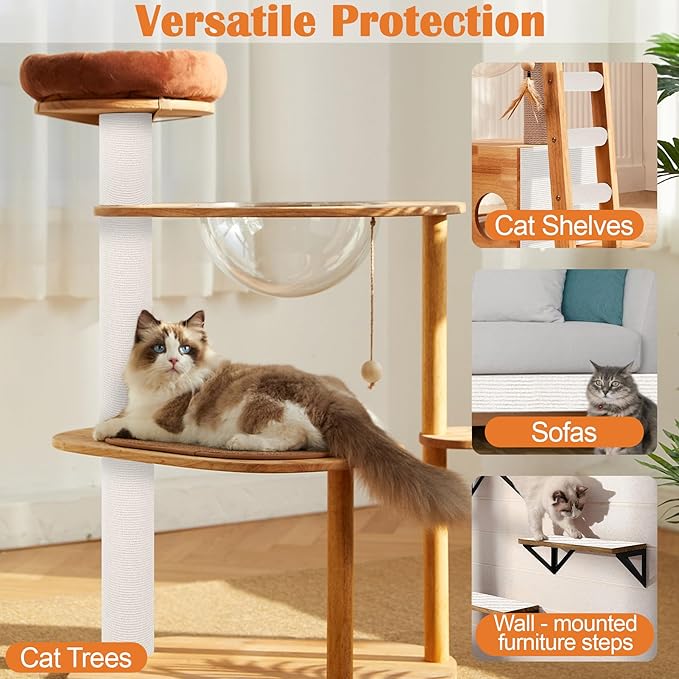 Cat Scratch Furniture Protector - 40" x 13.8" Trimmable Self-Adhesive Cats Claws Scratch Pads, DIY Cat Climbing Couch Protector for Scratch Post Cat Tree Replacement Indoor (Cream White)