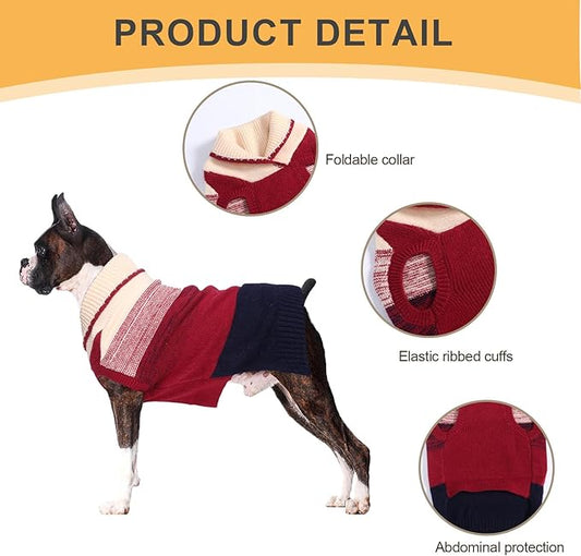 French Bulldog Small Soft Knitted Dog Sweater Puppy Pullover Frenchie Pug English Boston Terrier Bully Pitbull Sweatshirt Clothing Cold Weather Winter Coats(Red,Large)