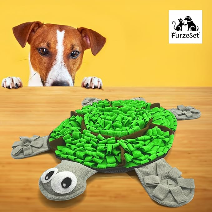Snuffle Mat for Dogs, Tortoise-Themed Slow Feeder for Small/Middle/Large Breed, Durable Washable Portable Pet Feeding Mat, Nose Work Training Pad, Anxiety Relief & Mental Stimulation(S, Green)