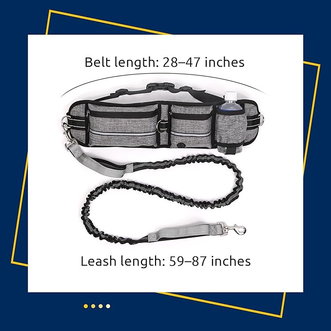 Hands Free Dog Walking Waist Belt Leash with Storage Pouch, Three Spacious Storage Pockets and Heavy-Duty Durable Bungee Cord, Perfect for Outdoor Hiking and Traveling. (Purple)
