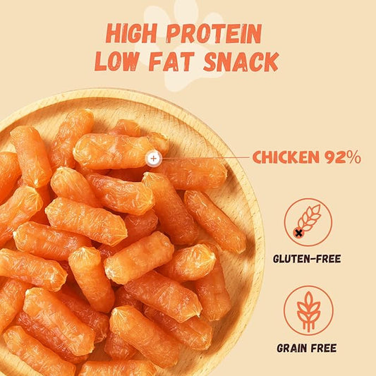 Dog Treats Chicken Sausages, Natural Chicken Jerky Training Treats with Glucosamine, Chondroitin, MSM and Taurine, Low Fat Soft Chewy Snacks for Small Medium Dogs, 10.6 oz