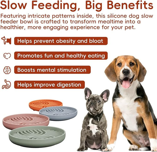 Slow Feeder Dog Bowl, Silicone Puzzle Bowl With Suction Cups for Dogs & Puppies, Anxiety Relief, Slow Eating, Dishwasher Fit, All Breeds, Pumpkin