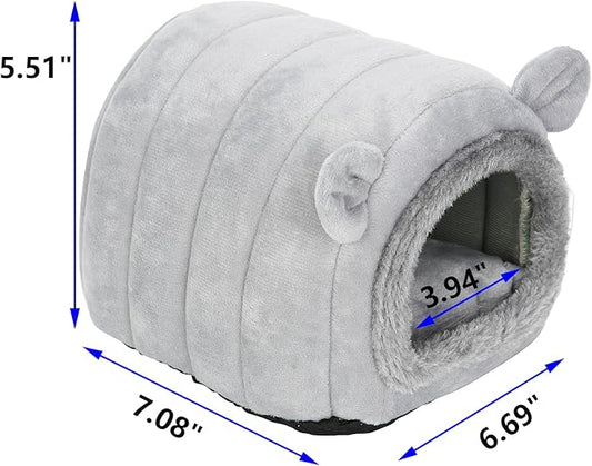 YUANST Hedgehog Bed Cave Nest Hideout, Hamster Guinea Pigs Small Animals Cage Supplies Warm House-Gray