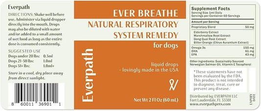 Everpath Respiratory Support for Dogs - 2 Fluid Ounces/60mls | Made in The USA | Boosts Immune Support & Healthy Breathing | Enhances Respiratory Function | Natural Solution for Pets