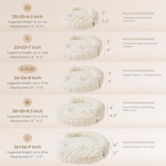 EHEYCIGA Extra Small Dog Bed and Cat Couch for Puppy and Kitten - Fluffy Faux Rabbit Fur Pet Sofa with Washable Removable Cover, Waterproof and Non-Slip, 20 Inch Cream