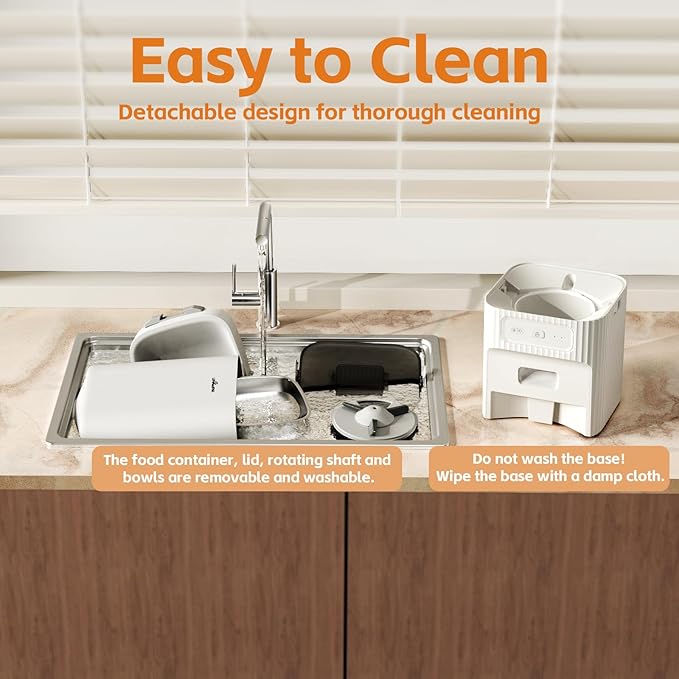 Automatic Cat Feeder 7L/29Cup Automatic Dog Feeder 5G/2.4G WiFi Programmable Cat Food Dispenser APP Remote Feed 15 Meal 50 Portion Dog Food Dispenser 10s Voice Record with Desiccant Bag