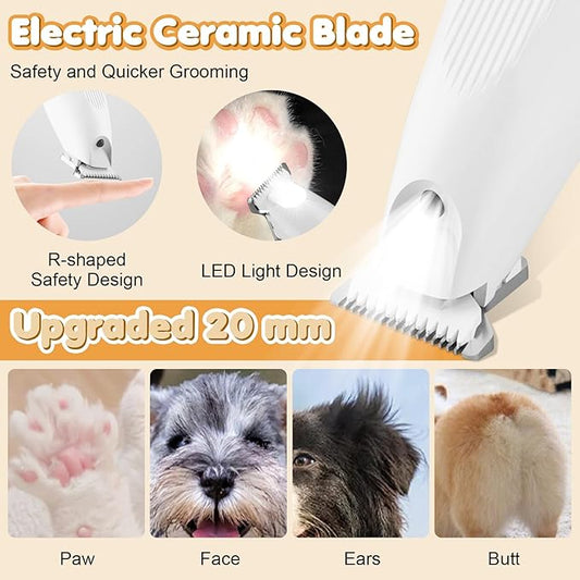 Dog Paw Trimmer with LED Digital Display,20mm Ceramic Blade Electric Rechargeable Dog Clippers for Grooming,Pet Paw Trimmer for Grooming for Paws, Eyes, Ears, Face & Hip Areas