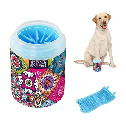 Dog Paw Cleaner Cups for Dogs Pet Foot Washer Paw Scrubber for Medium Small Dogs Cats Cleaning Cup Colorful Ethnic