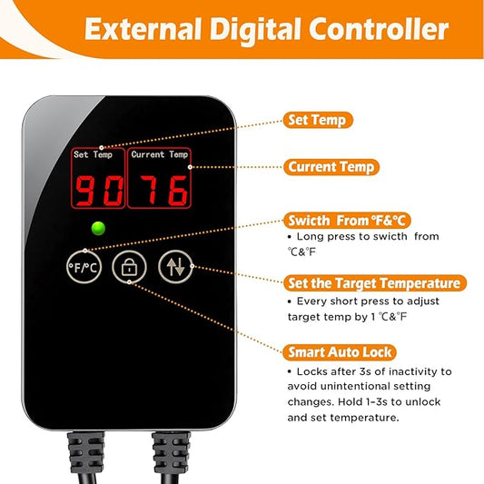 AQQA Fish Tank Heater 500W Quartz Glass Submersible Aquarium Heater with Intelligent Overheat & Dry-Run Protection for Marine and Freshwater Tank (500W for 55-130 Gallon)
