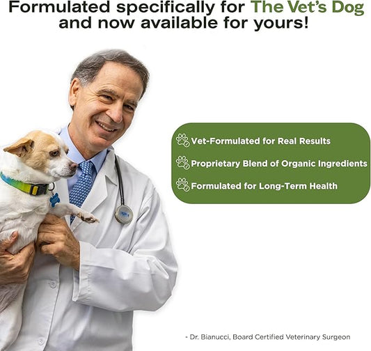 The Vet's Dog Immune Support DNA Defense Chews, Dog Allergy and Immune Chews + Hip and Joint Supplement for Dogs, Organic Turkey Tail Mushroom, Turmeric, Barley Grass, Chicken Liver Flavor (30 Count)