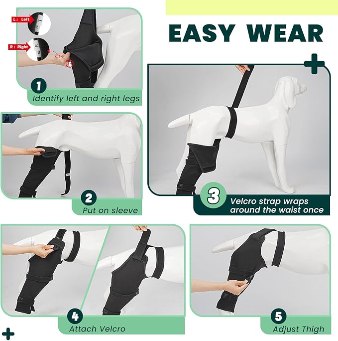 Dog Rear Leg Sleeve to Prevent Licking - Breathable Adjustable Durable Material - Single Sleeve for Back Hind Leg Wound Recovery ACL TPLO Surgery(Left-2XL)