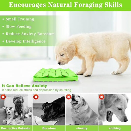 Snuffle Mat for Dogs,Silicone Interactive Dog Mat to Protect Dog's Nose for Smell Training and Slow Eating,Encourages Natural Foraging Skills and Stress Relief for Dogs Mental Stimulation Toy